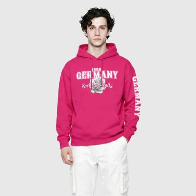 Custom Pink Deutschland Eagle Graphic Hoodie-Personalized Name and Number