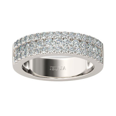 Jeulia Simple Round Cut Sterling Silver Women's Band