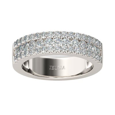 Jeulia Simple Round Cut Sterling Silver Women's Band