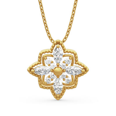 Jeulia Milgrain Floral Sterling Silver Necklace