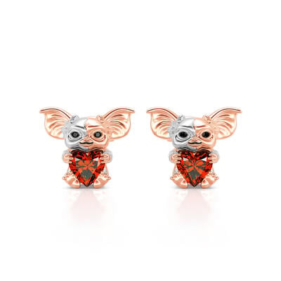 Jeulia Hug Me "Small Evil Monster" Heart Cut Sterling Silver Stud Earrings