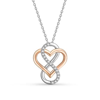 Jeulia "You Complete Me" Infinity Heart Necklace Love Silver