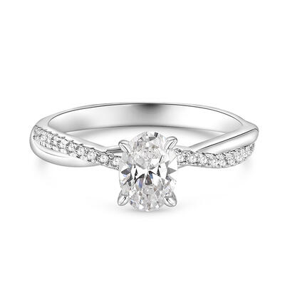 Jeulia Anillo de Compromiso Ovalado Vintage Torcido en Plata Esterlina