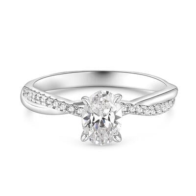 Jeulia Anillo de Compromiso Ovalado Vintage Torcido en Plata Esterlina