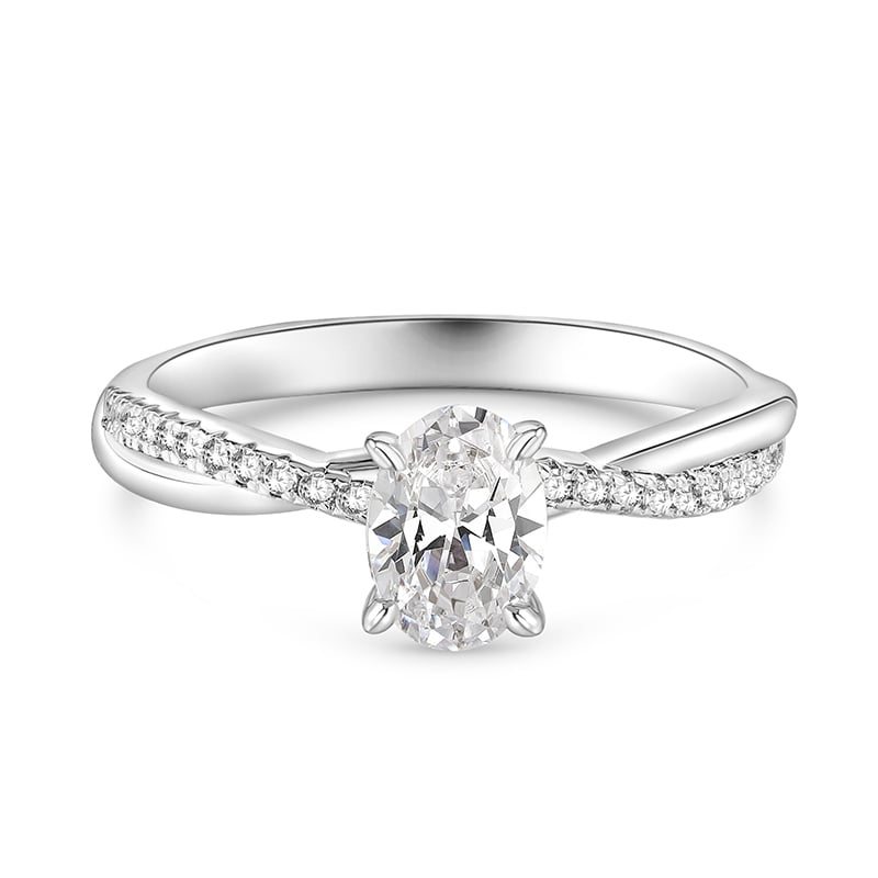 Jeulia Anillo de Compromiso Ovalado Vintage Torcido en Plata Esterlina