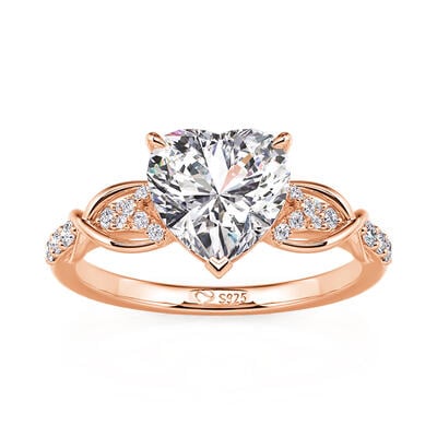 Jeulia Love Infinity Heart Engagement Ring with Gradient Side Stone