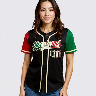 Custom Black Red and Green Vintage Mexican Flag Baseball Jersey Ideal for Practices Fan Gear and Community Festivals