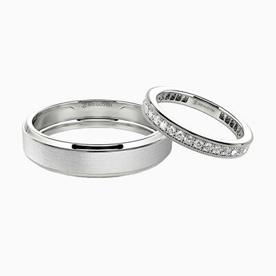 "Ici & Pour Toujours" Ensemble de bagues de couple
