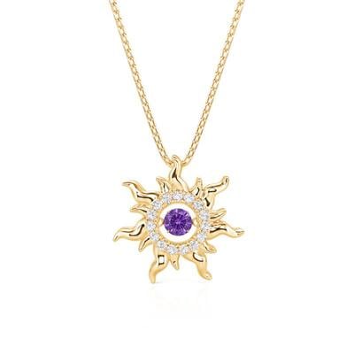 Jeulia Custom Dancing Birthstone Sun Necklace Sterling Silver