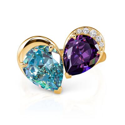 Jeulia Anillo de Cóctel Doble Pera Toi et Moi Elegante