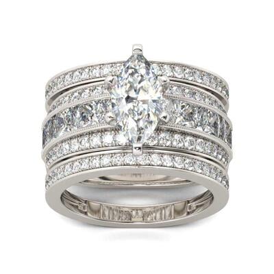 Jeulia 3PC Marquise Cut Sterling Silver Ring Set