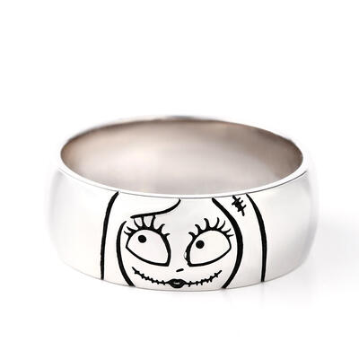 Jeulia "Rag Doll" Skull Sterling Silver Women's Band