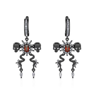Jeulia "Death Stare" Two Skull Design Sterling Silver Earrings