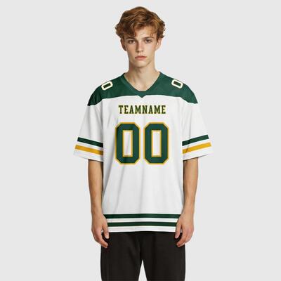 アメリカンフットボール ジャージ ホワイト 名前 チーム名 ロゴ 番号入り カスタマイズ ユニセックス