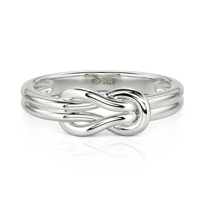 Jeulia Men's Modern Love Knot Ring in Sterling Silver