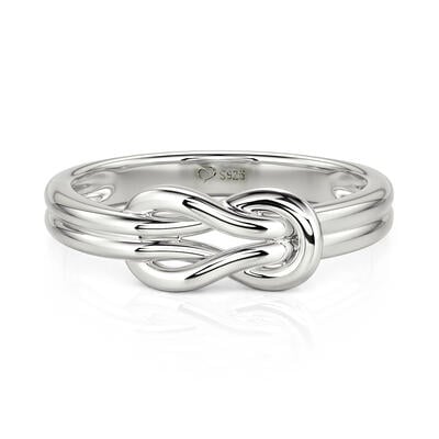 Jeulia Men's Modern Love Knot Ring in Sterling Silver