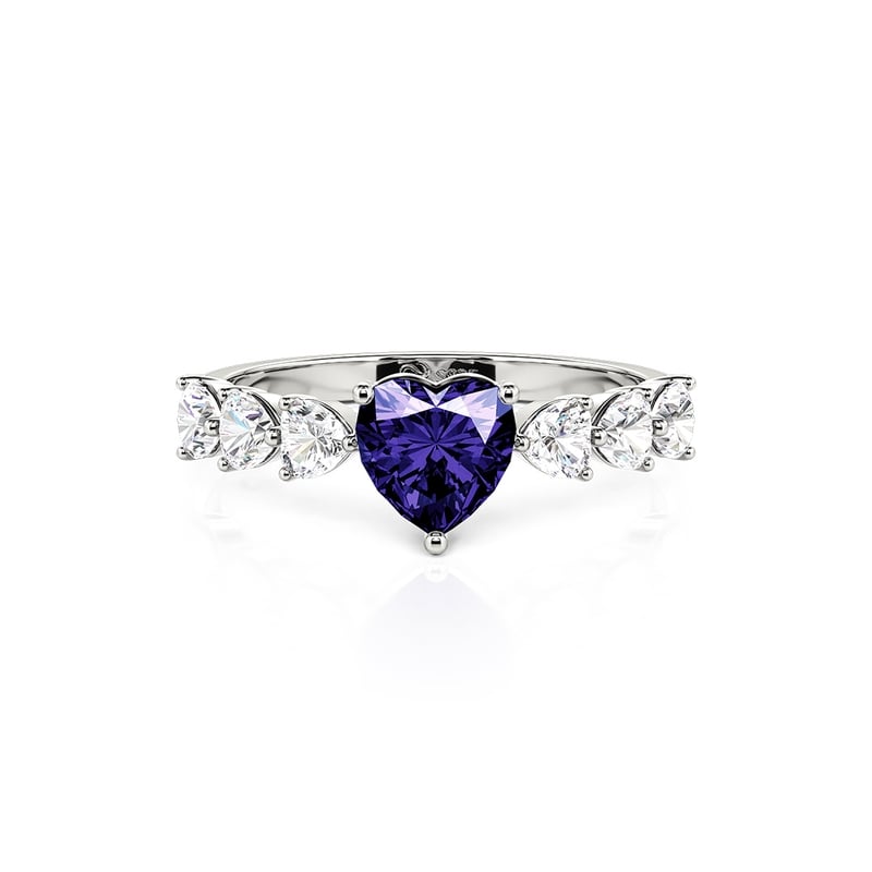 Jeulia Anillo de Promesa Corazón Personalizado con Piedra de Nacimiento de Plata de Ley