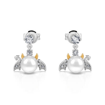 Jeulia "Kleiner Dämon" Sterling Silber Zuchtperlen-Ohrringe
