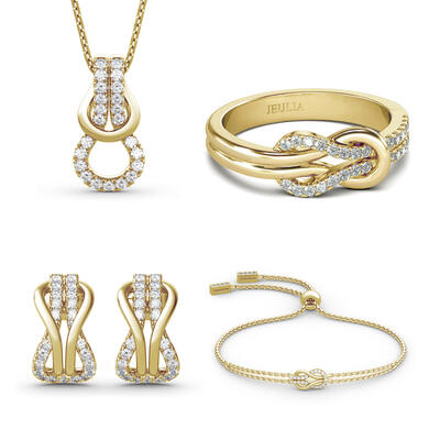 Jeulia Conjunto de Joyería de Plata de Ley Amor Infinito