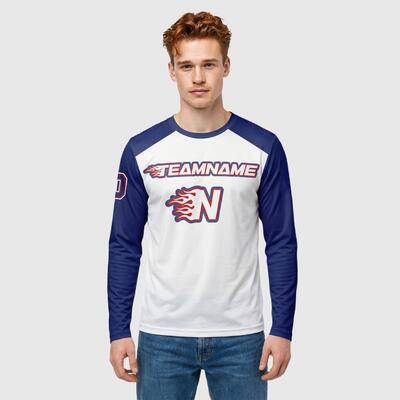 Custom White and Blue T-Shirt-New York-Inspired Fan Tee with Personalized Name & Number