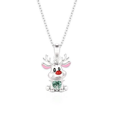 Jeulia Collar Ágata Musgo Corte de Cometa Árbol de Fiestas Plata de Ley