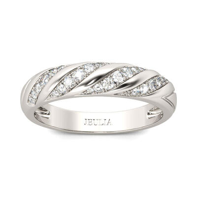 Jeulia Twist Round Cut Sterling Silver Women's Band