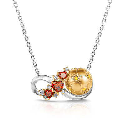 Jeulia "Infinity Love" Football Heart Design Sterling Silver Necklace