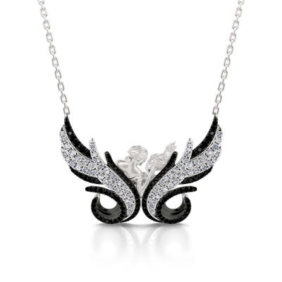 Jeulia Collar con pareja en mariposa de plata de ley amor eterno