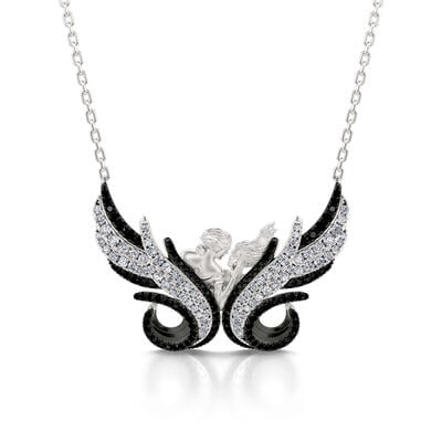 Jeulia "Eternal Love" Butterfly Lovers Sterling Silver Necklace
