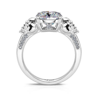 Jeulia "Eternal Love" Skull Cushion Cut Gothic Sterling Silver Ring