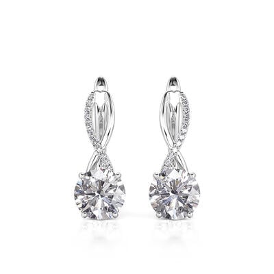 Jeulia Classic Infinity Twist Earrings Round Cut Sterling Silver