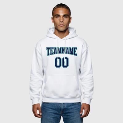 Custom Stitched White Sports Pullover Sweatshirt Hoodie Cozy Soft Ideal for Sports Custom Team Name & Chosen Number