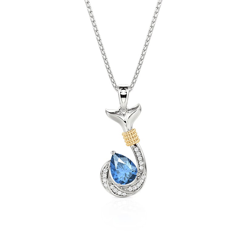Jeulia Custom Whale Tail Fish Hook Necklace with Birthstone