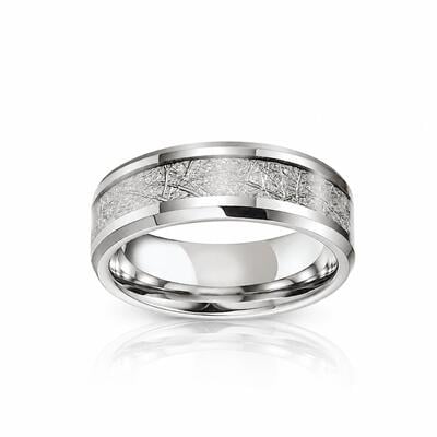 Jeulia Anillo Hombre Meteorito Imitado Acero Titanio