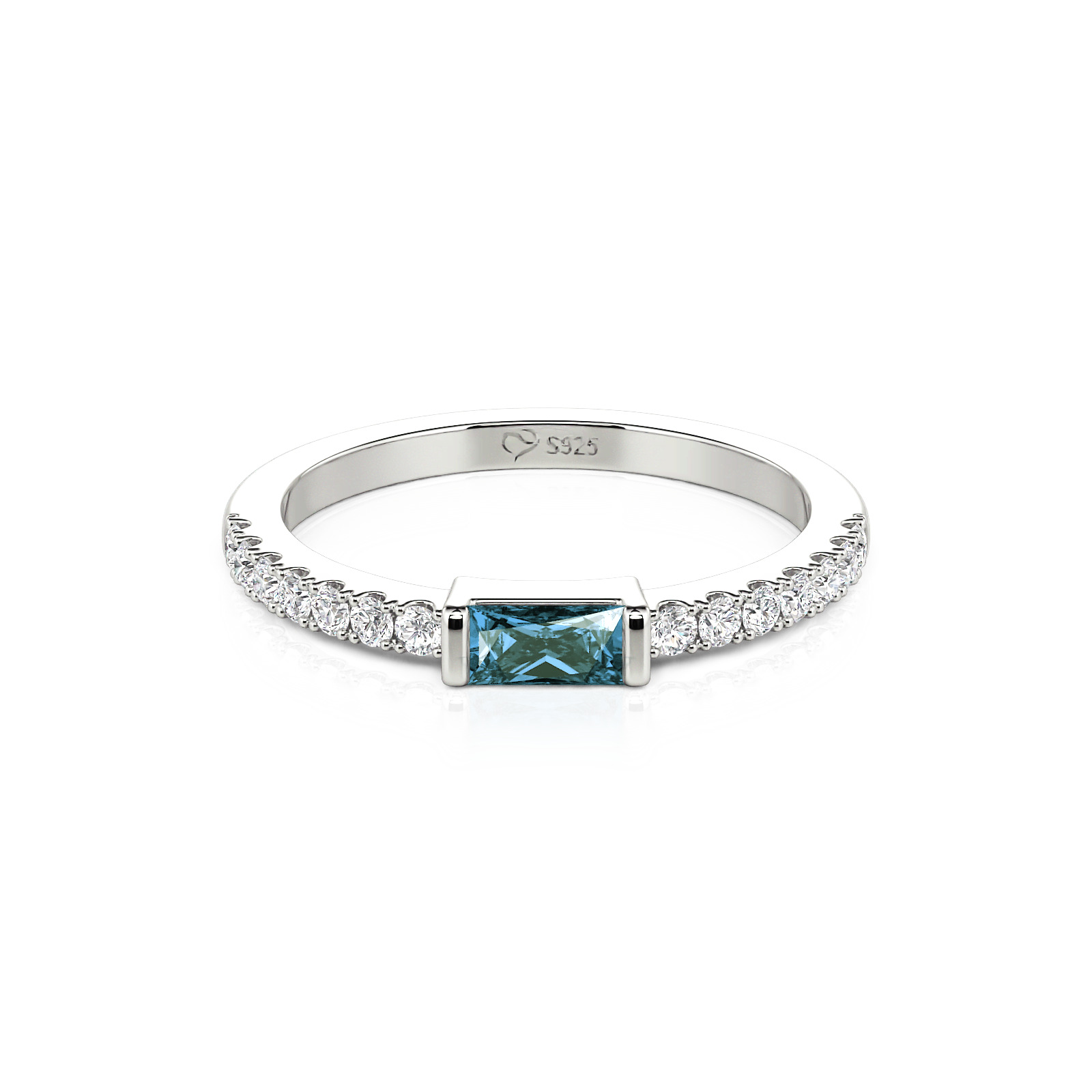 Jeulia Custom Dainty East West Baguette Cut Birthstone Ring