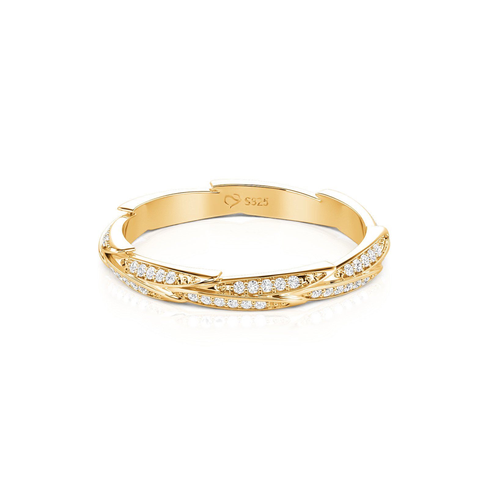 Jeulia Argolla de Mariage Torsadée Dorée Sertie Pavé Motif Épi de Blé pour Femme