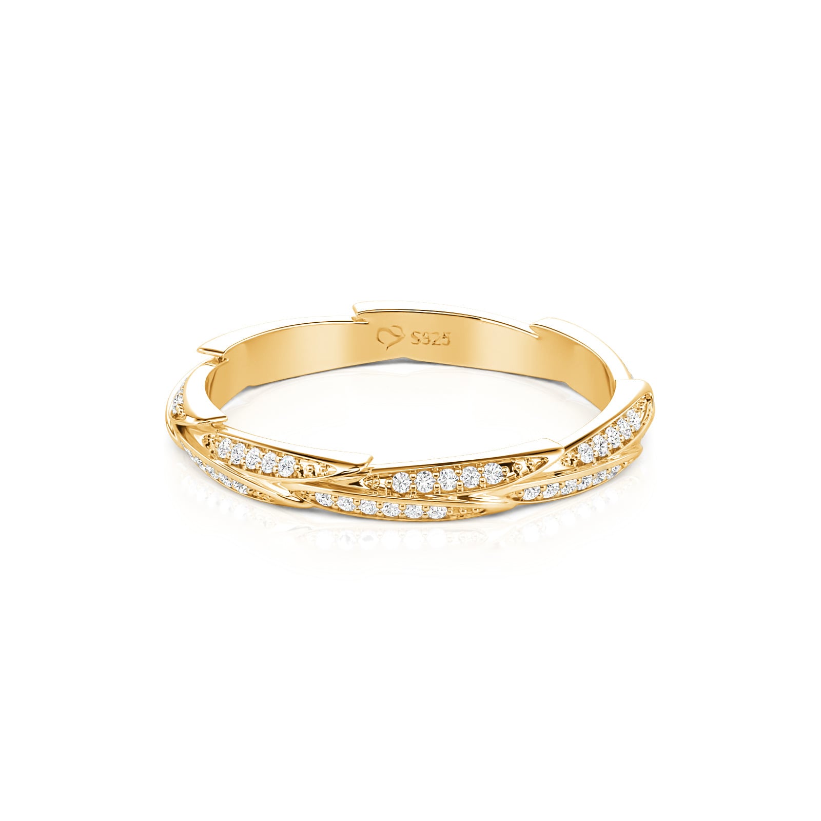 Jeulia Argolla de Mariage Torsadée Dorée Sertie Pavé Motif Épi de Blé pour Femme