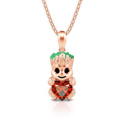 Jeulia Hug Me "Tree Baby" Heart Cut Sterling Silver Necklace