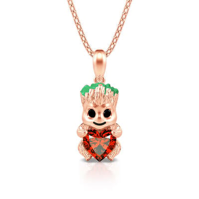 Jeulia Hug Me "Tree Baby" Heart Cut Sterling Silver Necklace