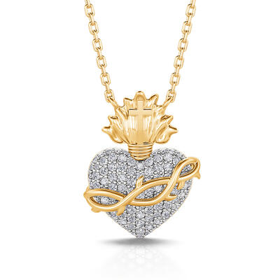 Jeulia "Heavenly Love" Sacred Heart Sterling Silver Necklace