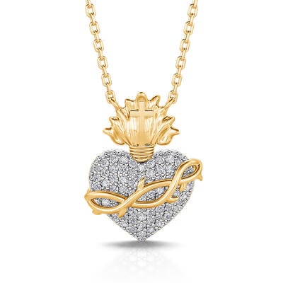 Jeulia "Heavenly Love" Sacred Heart Sterling Silver Necklace