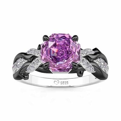 Jeulia Twisted Two Tone Thorn Octagonal Rose Cut Engagement Ring