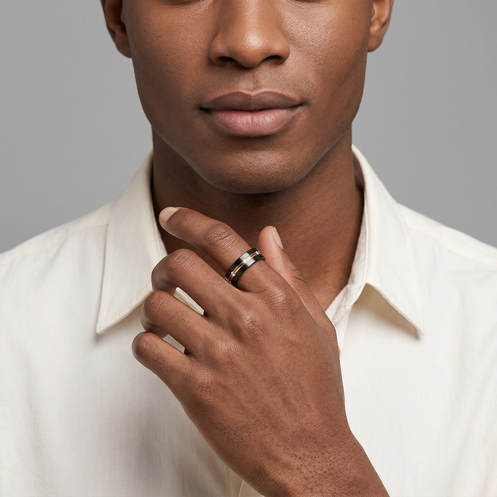 "Locked in Time" 8mm Tungsten Carbide Men's Wedding Ring