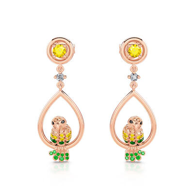 Jeulia "Gaudy Bird" Parrot Sterling Silver Earrings