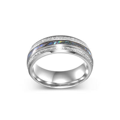 Jeulia Abalone Shell Titanium Steel Men's Band