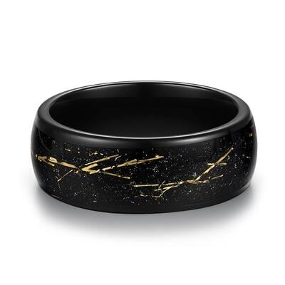 Jeulia Sparkle Black & Gold Tungsten Wedding Band for Men