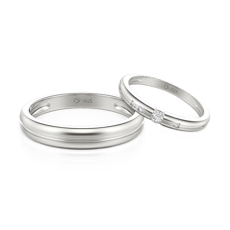 Jeulia Custom Couple's Wedding Band Set 10K/14K/18K Gold Platinum