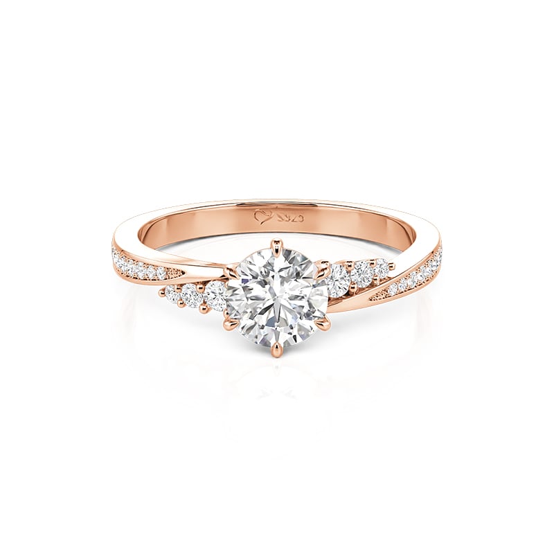 Jeulia Anillo de Promesa Diseño Trenzado Corte Redondo Simple Color Oro Rosa
