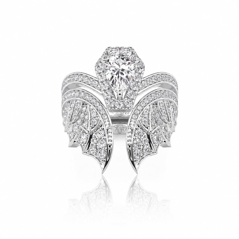 Jeulia Bat Coffin Unique Engagement Ring Set Sterling Silver