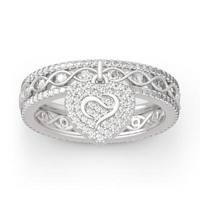 Jeulia Logo Shape Commemorative Heart Twist Sterling Silver Ring